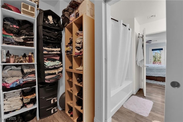 9141 Careful Canvas Ave, Las Vegas, NV 89149 - walk in closet with wood finished floors
