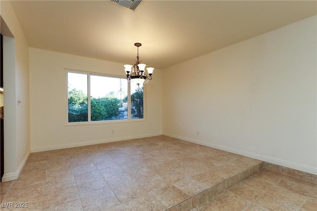 1440 Rawhide Rd, Boulder City, NV 89005 - spare room featuring a chandelier, light tile patterned floors, and baseboards