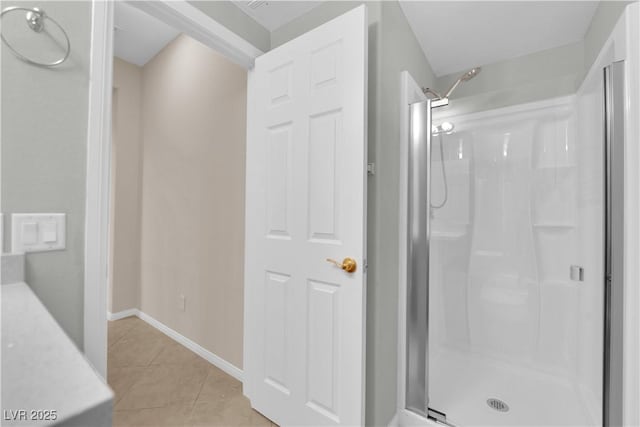 11237 Newbury Hills Ave, Las Vegas, NV 89138 - full bath featuring tile patterned floors, a stall shower, and vanity