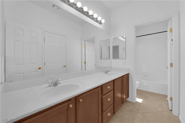 11237 Newbury Hills Ave, Las Vegas, NV 89138 - bathroom featuring double vanity, tile patterned floors, and  shower combination