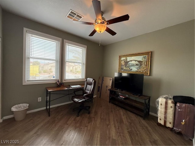 5318 Rio Eldorado Ct, North Las Vegas, NV 89031 - office space featuring wood finished floors, a ceiling fan, and baseboards