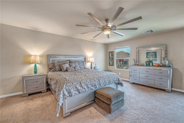 6453 Mount Eden Ave, Las Vegas, NV 89139 - bedroom with light carpet, baseboards, and a ceiling fan
