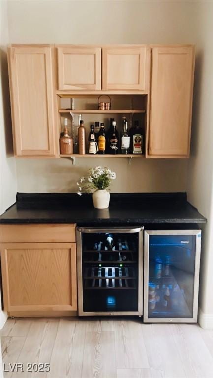 indoor dry bar with beverage cooler