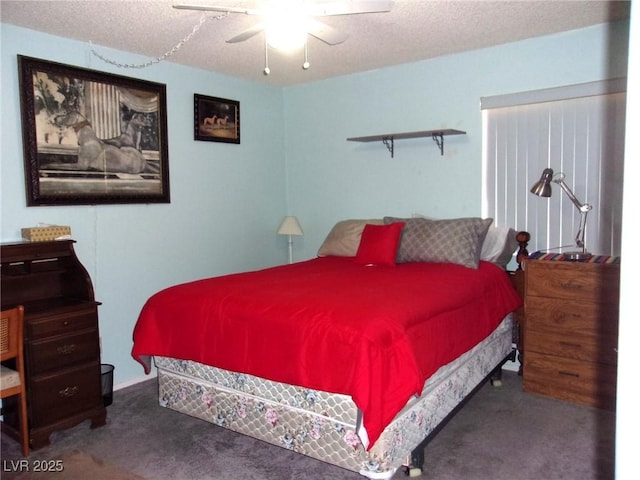 3720 Desert Marina Dr Unit 33, Laughlin, NV 89029 - carpeted bedroom featuring a textured ceiling and a ceiling fan