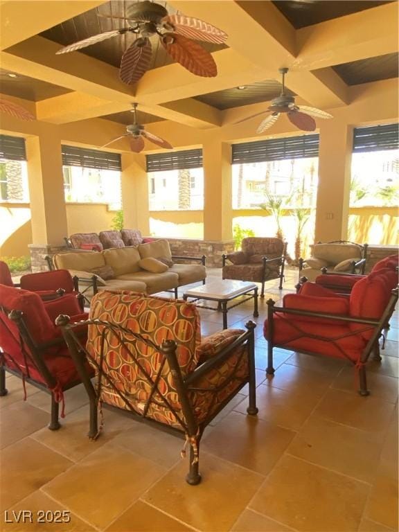 9125 Las Manaitas Ave Unit 302, Las Vegas, NV 89144 - community lobby featuring coffered ceiling and beamed ceiling