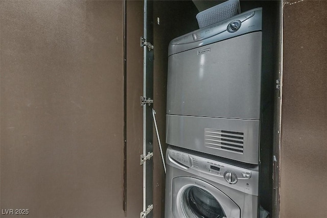 4381 W Flamingo Rd Unit 1101, Las Vegas, NV 89103 - laundry area featuring estacked washer and dryer