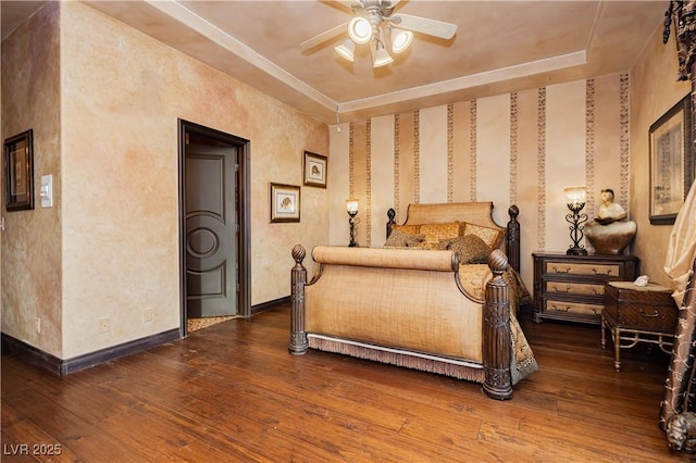 7625 Coley Ave, Las Vegas, NV 89117 - bedroom featuring hardwood / wood-style floors, baseboards, and ceiling fan