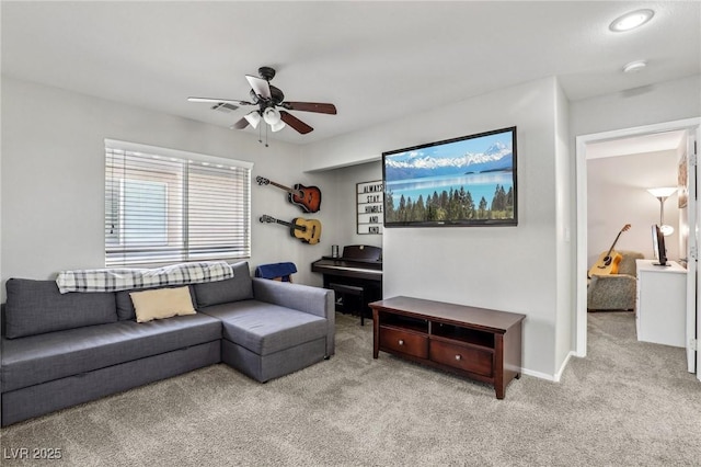 914 Appaloosa Hills Ave, North Las Vegas, NV 89081 - carpeted living room featuring ceiling fan and baseboards