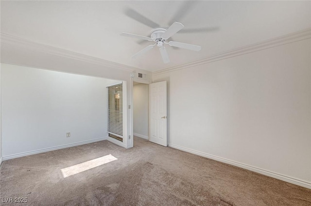 532 Greenbriar Pl, Boulder City, NV 89005 - unfurnished bedroom featuring carpet, ornamental molding, ceiling fan, and baseboards