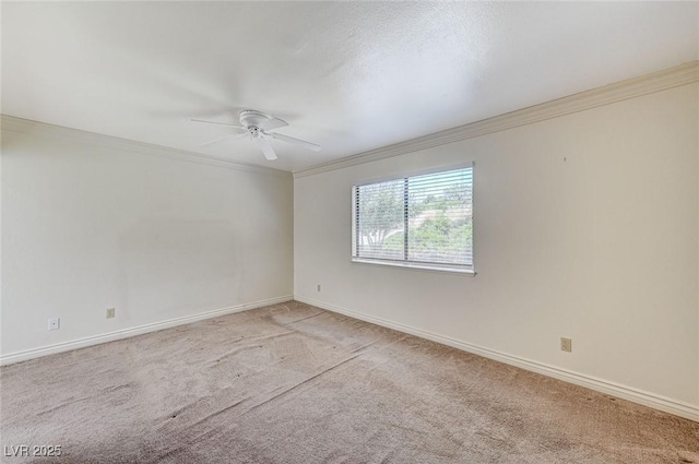 532 Greenbriar Pl, Boulder City, NV 89005 - carpeted empty room featuring crown molding, a ceiling fan, and baseboards