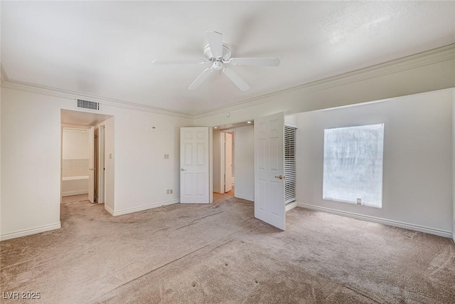 532 Greenbriar Pl, Boulder City, NV 89005 - unfurnished bedroom with carpet floors, crown molding, baseboards, and a ceiling fan