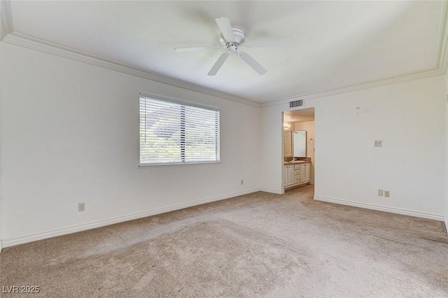 532 Greenbriar Pl, Boulder City, NV 89005 - empty room featuring ornamental molding, light colored carpet, and ceiling fan