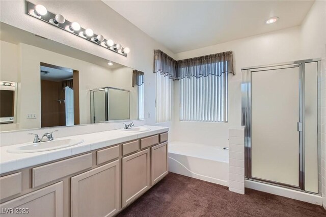 89 Autumn Day St, Henderson, NV 89012 - full bath with a shower stall, a garden tub, carpet, and double vanity