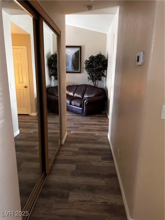 5020 Wildroot Rd, Las Vegas, NV 89130 - corridor with dark wood-style floors and baseboards