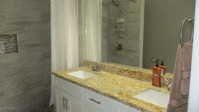 4821 Black Bear Rd Unit 104, Las Vegas, NV 89149 - full bath with a tile shower and double vanity