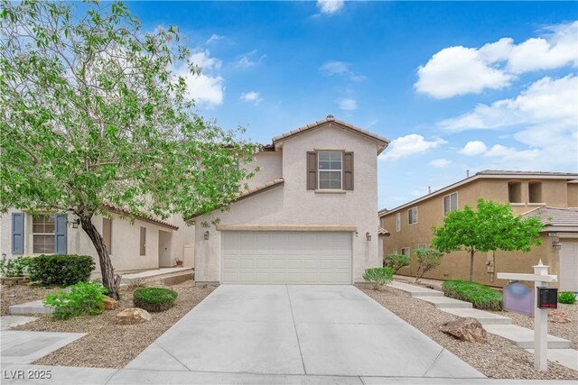 9082 Amanda Creek Ct, Las Vegas, NV 89149 - traditional home featuring a garage, stucco siding, driveway, and a tile roof