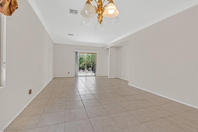 6039 Tokara Ave, Las Vegas, NV 89122 - spare room with a chandelier, light tile patterned floors, crown molding, and baseboards
