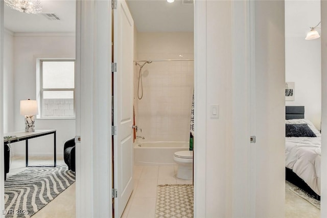 350 Gandara St, Las Vegas, NV 89138 - bathroom with connected bathroom, toilet, shower / bathtub combination, and ornamental molding