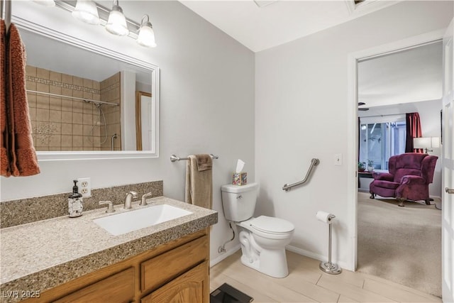 197 Ebb Tide Cir, Las Vegas, NV 89123 - bathroom with vanity, toilet, tiled shower, and baseboards