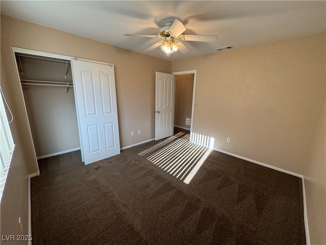 3136 Jane Austin Ave, North Las Vegas, NV 89031 - unfurnished bedroom featuring a closet, carpet flooring, and ceiling fan