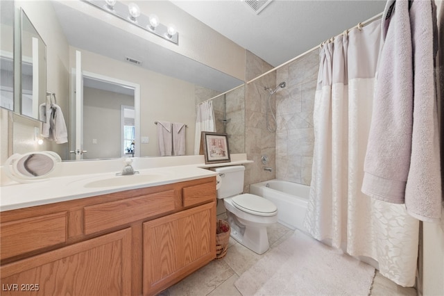 6999 Stone Meadows Ave, Las Vegas, NV 89142 - full bathroom with toilet, shower / bath combination with curtain, vanity, and tile patterned floors