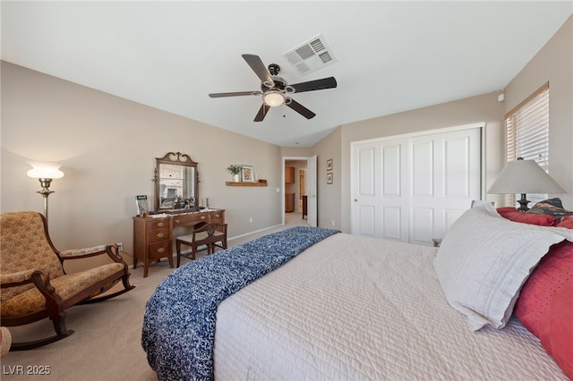 6999 Stone Meadows Ave, Las Vegas, NV 89142 - carpeted bedroom featuring a closet and ceiling fan