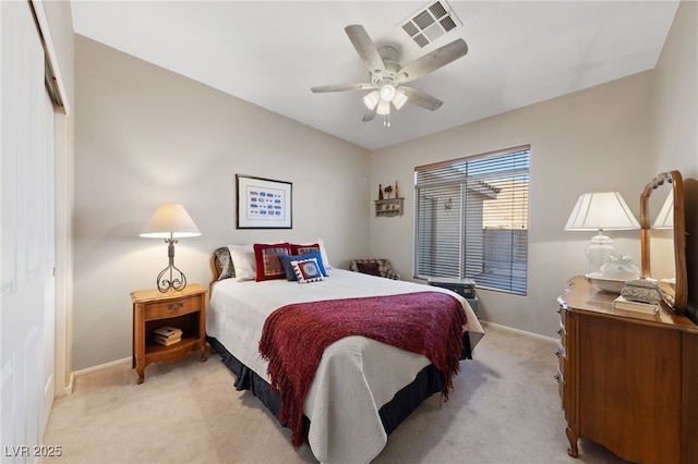 6999 Stone Meadows Ave, Las Vegas, NV 89142 - bedroom featuring light colored carpet, baseboards, and a ceiling fan