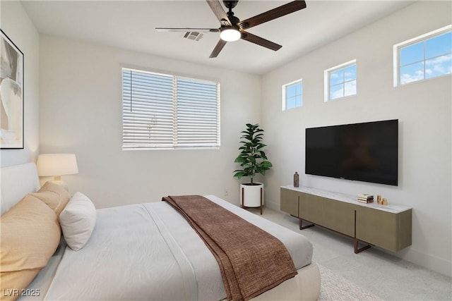 8714 Las Posas Ave, Las Vegas, NV 89147 - bedroom featuring light colored carpet, baseboards, and ceiling fan