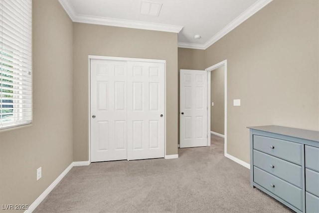 7428 Alamo Ranch Ave, Las Vegas, NV 89179 - unfurnished bedroom featuring carpet floors, ornamental molding, a closet, and baseboards
