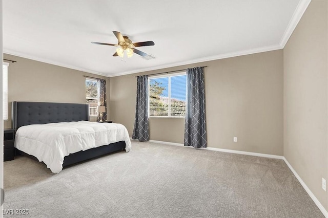 7428 Alamo Ranch Ave, Las Vegas, NV 89179 - carpeted bedroom featuring ornamental molding, baseboards, and ceiling fan