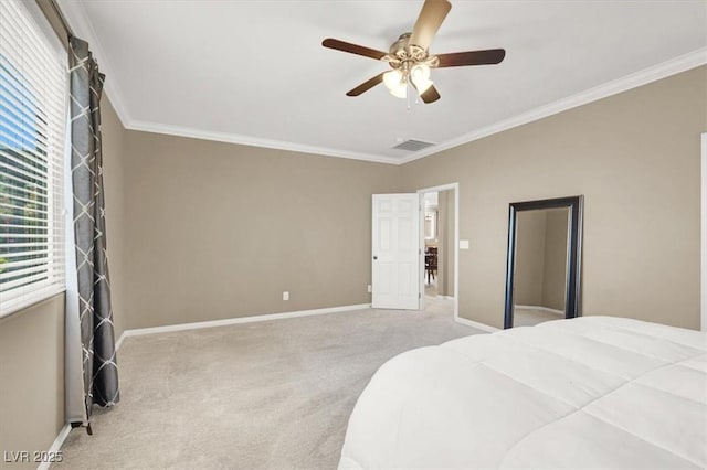 7428 Alamo Ranch Ave, Las Vegas, NV 89179 - bedroom with carpet, crown molding, baseboards, and a ceiling fan
