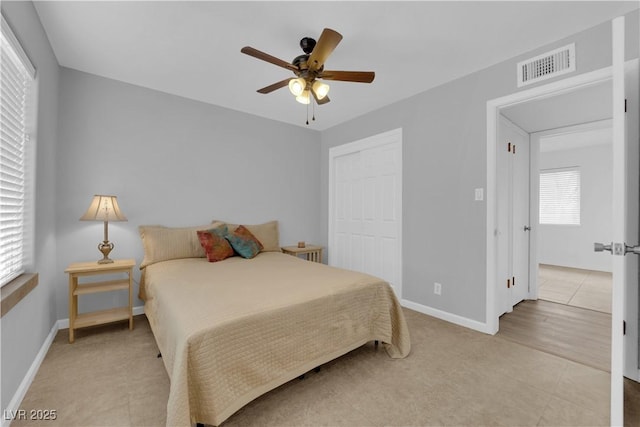 721 Carpenter Dr, Las Vegas, NV 89107 - bedroom featuring a closet, baseboards, and a ceiling fan