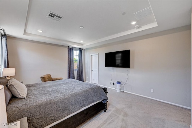 2902 Ventana Ridge Ave, Henderson, NV 89044 - bedroom featuring a raised ceiling, recessed lighting, baseboards, and carpet
