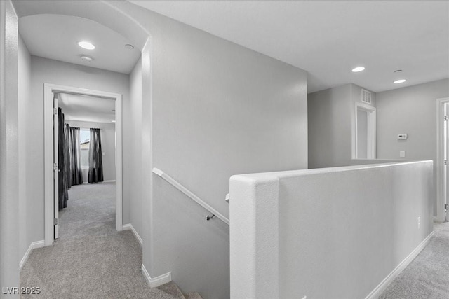 2276 Sky Island Dr, Henderson, NV 89002 - hallway featuring an upstairs landing, carpet floors, and recessed lighting