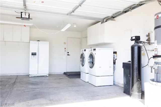 5400 Tassara Way Unit 106, Las Vegas, NV 89108 - garage with white refrigerator with ice dispenser and washer and clothes dryer