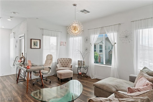 3729 Canis Minor Ln Unit 10206, Henderson, NV 89052 - office area with a chandelier, wood finished floors, and baseboards