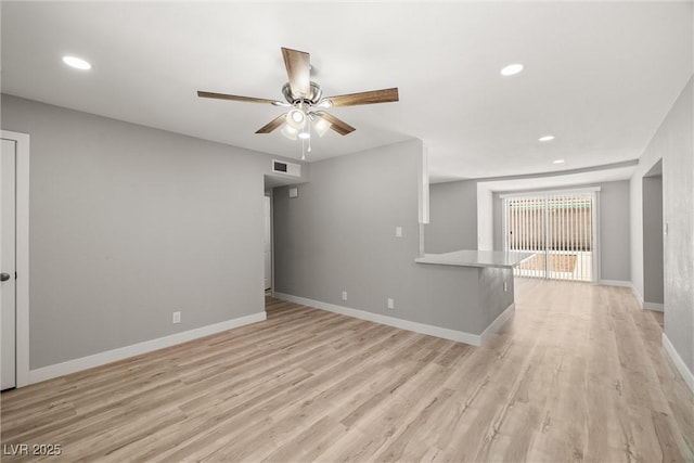 5817 Glen Eagles Ln, Las Vegas, NV 89108 - spare room featuring ceiling fan, light wood-type flooring, baseboards, and recessed lighting