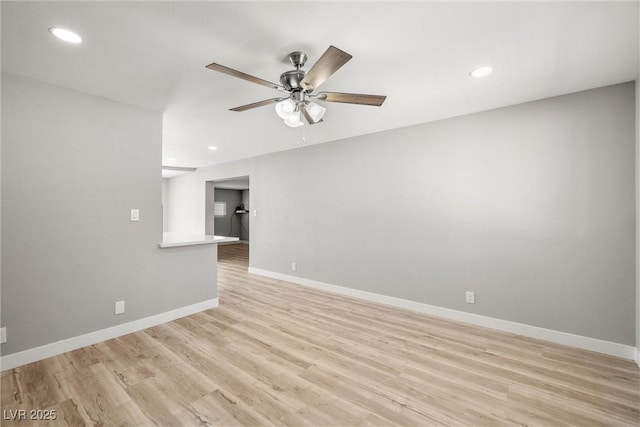 5817 Glen Eagles Ln, Las Vegas, NV 89108 - empty room featuring ceiling fan, light wood-style floors, baseboards, and recessed lighting