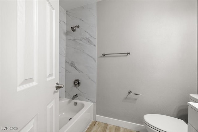 5817 Glen Eagles Ln, Las Vegas, NV 89108 - full bath featuring vanity, toilet, baseboards, wood finished floors, and bathtub / shower combination