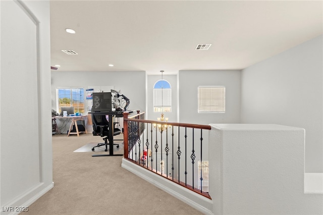 7641 Lani Dawn St, Las Vegas, NV 89149 - hall featuring carpet, recessed lighting, and a desk
