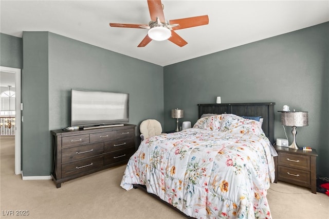 7641 Lani Dawn St, Las Vegas, NV 89149 - bedroom featuring light carpet, ceiling fan, and baseboards