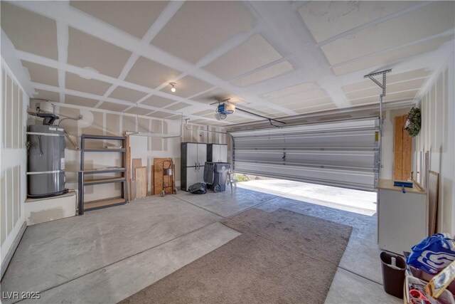 5460 Chippewa, Pahrump, NV 89061 - garage with strapped water heater and a garage door opener
