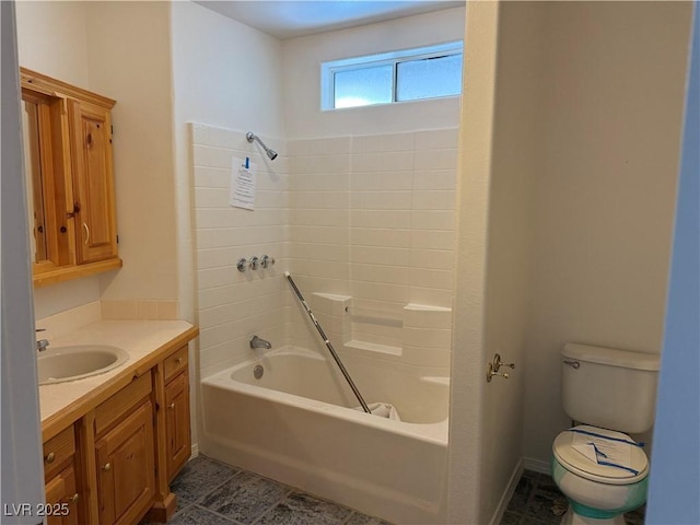 311 Glenoaks St, Pahrump, NV 89048 - full bath featuring bathtub / shower combination, toilet, vanity, and tile patterned floors