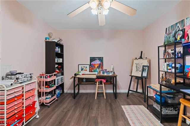 2479 Domingo St, Las Vegas, NV 89121 - office featuring ceiling fan, wood finished floors, and baseboards
