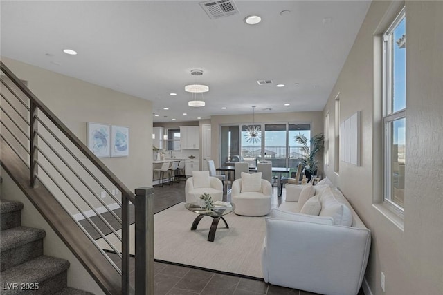 2246 Bird Of Prey St, Las Vegas, NV 89138 - living area featuring stairway and recessed lighting