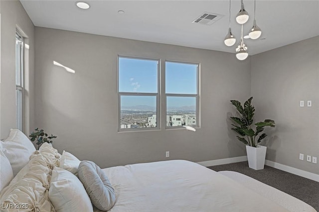 2246 Bird Of Prey St, Las Vegas, NV 89138 - bedroom featuring multiple windows, baseboards, and dark colored carpet
