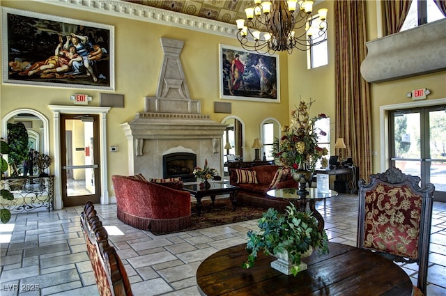 building lobby featuring a high ceiling