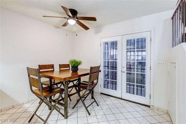 875 Rhinegold Way, Las Vegas, NV 89110 - dining space with french doors, a ceiling fan, and light tile patterned floors