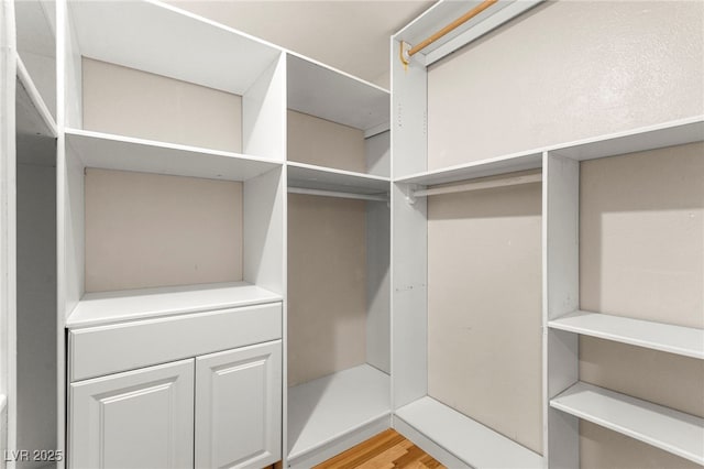 spacious closet with light wood-style floors