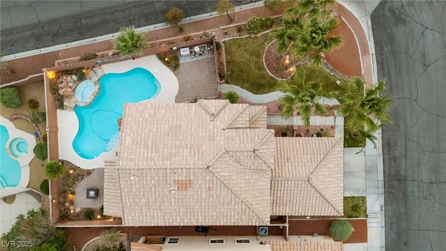 aerial view of a pool
